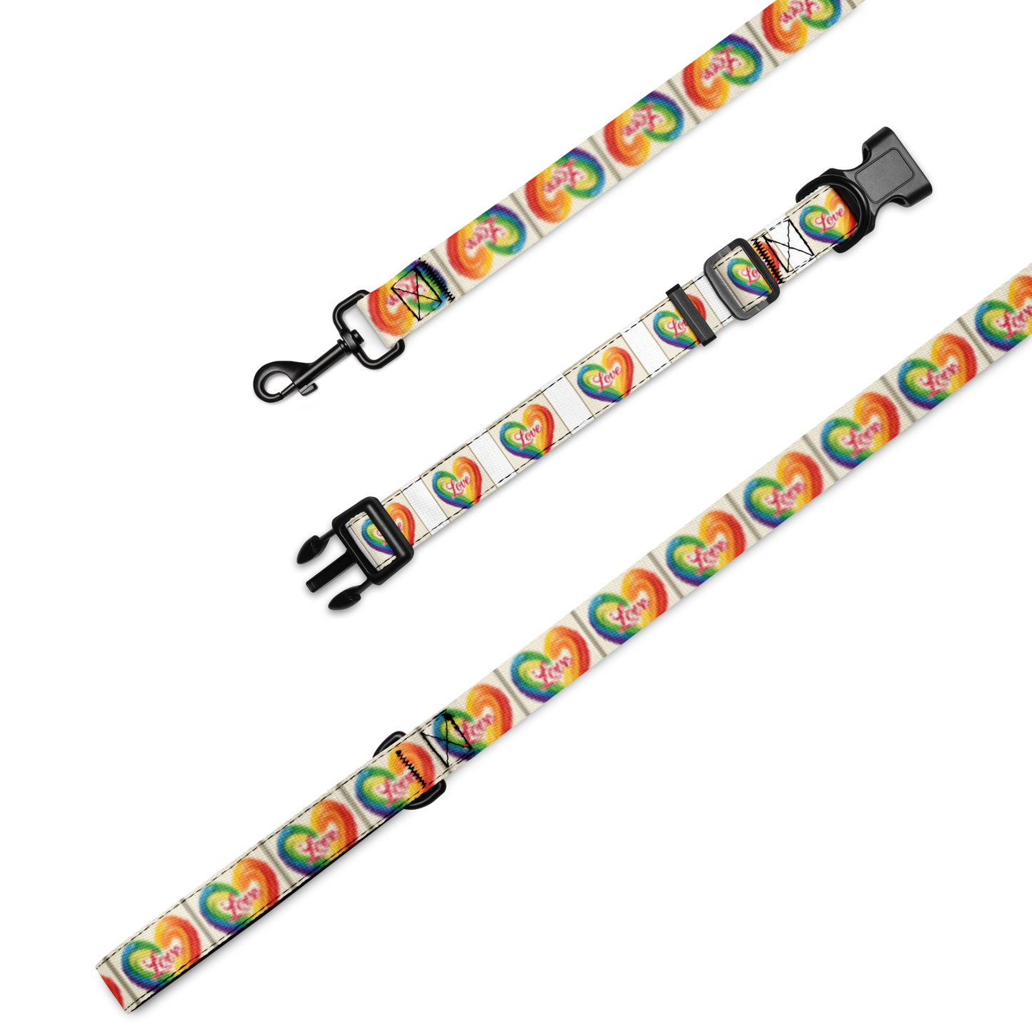 Love and Rainbows - Pet collar & leash