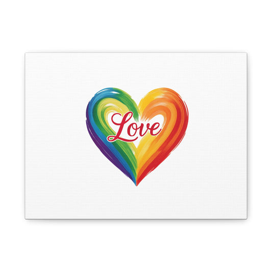 Rainbow Love Heart Canvas Wall Art - Colorful Stretched Decor for Home